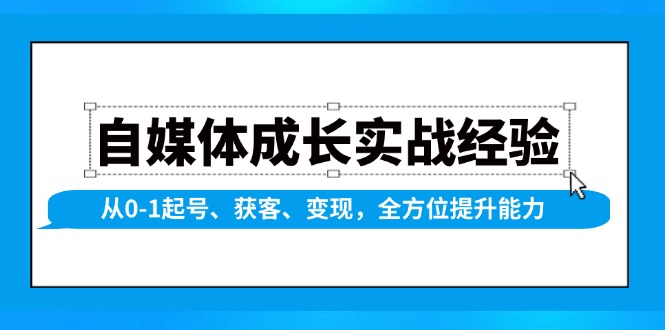 （13963期）自媒体成长实战经验，从0-1起号、获客、变现，全方位提升能力-默默网创