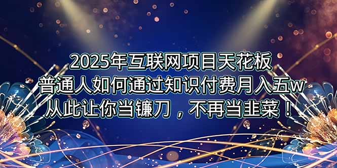 （15354期）2025年互联网项目天花板，普通人如何通过卖项目实现逆风翻盘，月入5W＋！-默默网创