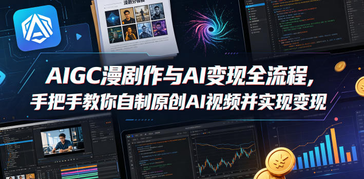 AIGC漫剧创作与AI变现全流程，手把手教你自制原创AI视频并实现变现-默默网创