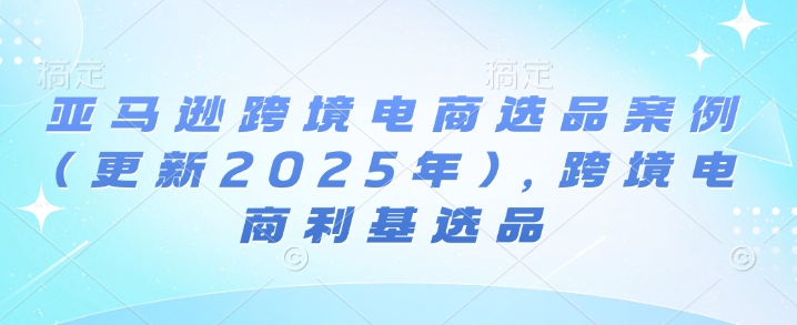 亚马逊跨境电商选品案例(更新2025年)，跨境电商利基选品-默默网创