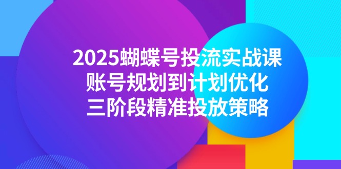 （14987期）2025蝴蝶号投流实战课，账号规划到计划优化，三阶段精准投放策略-默默网创