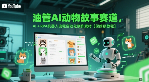 油管AI动物故事赛道，AI+RPA机器人流程自动化制作素材【保姆级教程】-默默网创