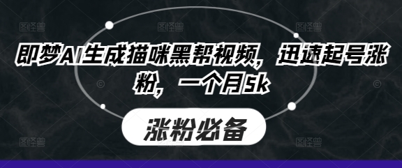 即梦AI生成猫咪黑帮视频,迅速起号涨粉,一个月5k-默默网创