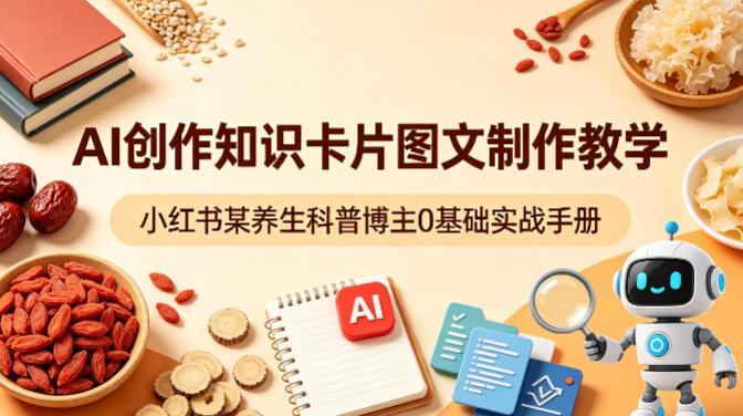 AI创作知识卡片图文制作教学，小红书某养生科普博主0基础实战手册-默默网创