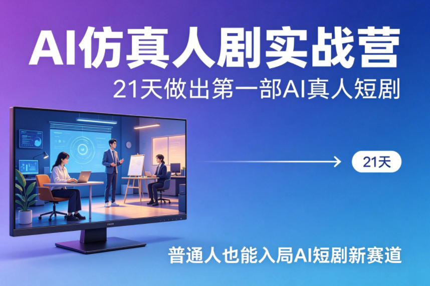 AI仿真人剧实战营，21天做出第一部AI真人短剧，普通人也能入局AI短剧新赛道-默默网创