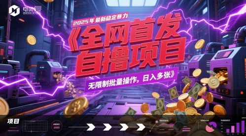 全网首发，2025年最新稳定暴力全自动自撸项目，无限制批量操作，日入多张【揭秘】-默默网创