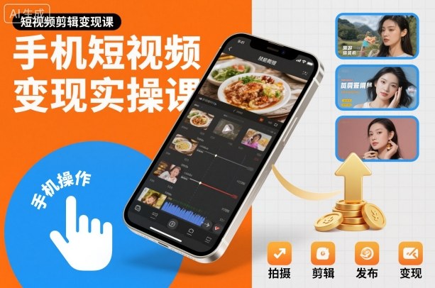 手机短视频变现实操课，短视频剪辑变现课-默默网创