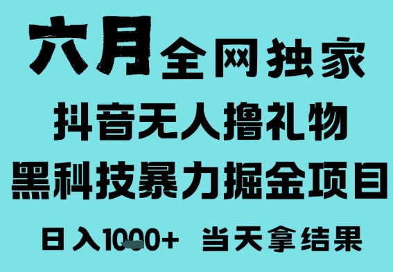 25年6月高爆抖音无人直播最新撸音浪掘金项目,门槛低小白可做,无脑日入1k,可矩阵放大【揭秘】-默默网创