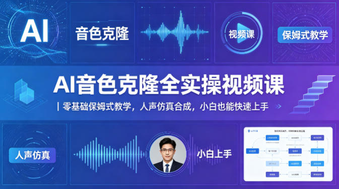 AI音色克隆全实操视频课｜零基础保姆式教学，人声仿真合成，小白也能快速上手-默默网创