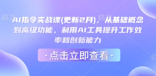 AI指令实战课(更新2月)，从基础概念到高级功能，利用AI工具提升工作效率和创新能力-默默网创
