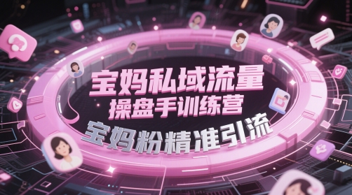 宝妈私域流量操盘手训练营，宝妈粉精准引流-默默网创