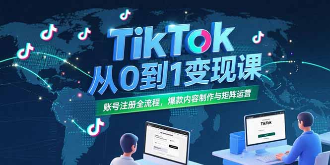 （15346期）TikTok从0到1变现课，账号注册全流程，爆款内容制作与矩阵运营-默默网创