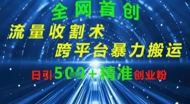 全网流量收割术：跨平台暴力搬运，日引500+精准创业粉-默默网创