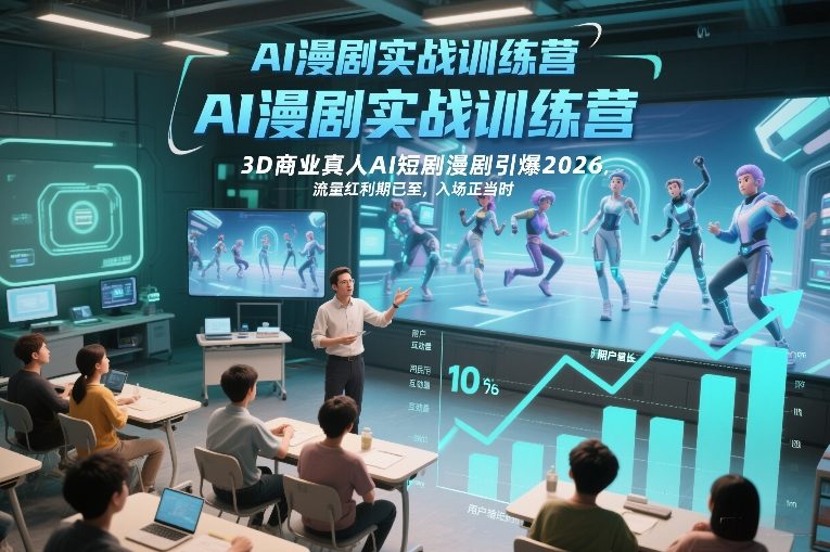 AI漫剧实战训练营，3D商业真人AI短剧漫剧引爆2026，流量红利期已至，入场正当时-默默网创