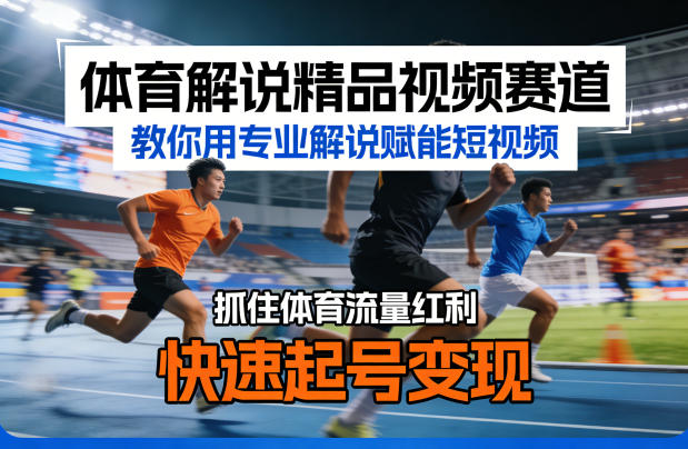 体育解说精品视频赛道，教你用专业解说赋能短视频，抓住体育流量红利，快速起号变现-默默网创