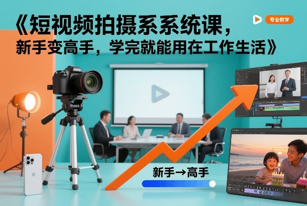 短视频拍摄系统课，新手变高手，学完就能用在工作生活-默默网创