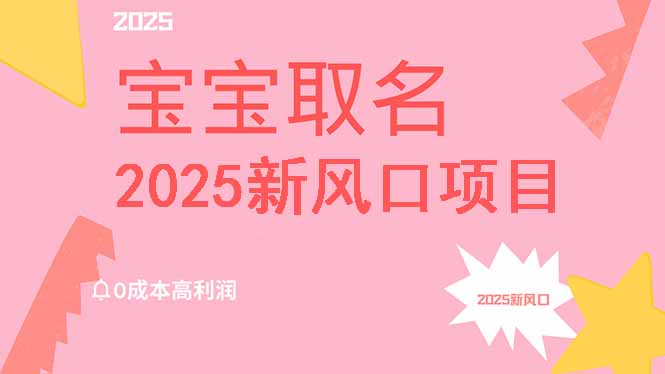 （14593期）2025新风口项目宝宝取名，0成本高利润，附保姆级教程，月入过万不是梦-默默网创