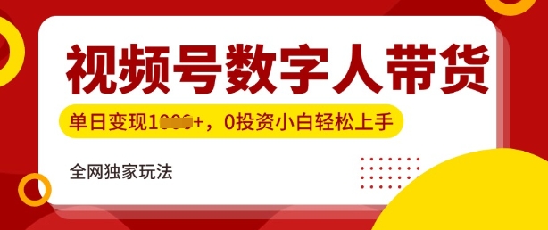 最新视频号数学人带货实操玩法，新手单日轻松多张，全程干货-默默网创