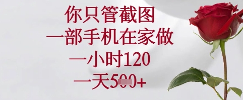 你只管截图，一部手机在家可以做，一小时120.一天5张+【揭秘】-默默网创