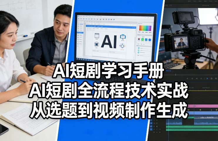 AI短剧学习手册，AI短剧全流程技术实战，从选题到视频制作生成-默默网创