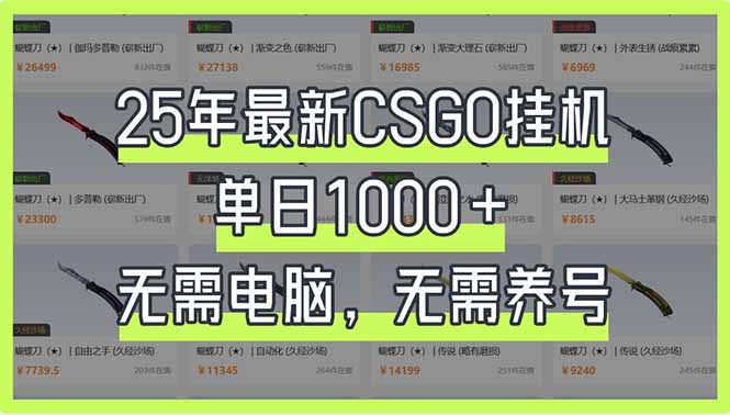 （14178期）25年最新CSGO挂机系统，单日1000+，无需电脑，无需养号，0基础可上手-默默网创