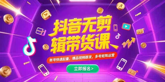 （15365期）抖音不剪辑带货课，账号快速起量，爆品视频跟发，多号矩阵运营-默默网创