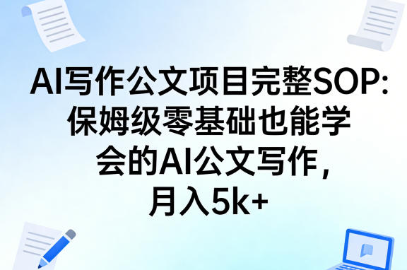AI写作公文项目完整SOP，保姆级零基础也能学会的AI公文写作，月入5k+-默默网创
