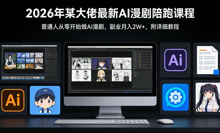 26年某大佬最新Ai漫剧陪跑课程，普通人从零开始做AI漫剧，副业月入2W+-默默网创