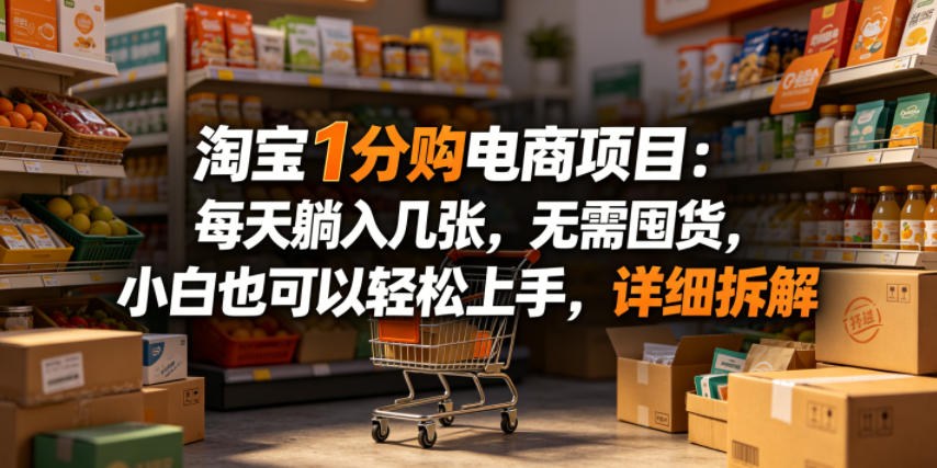 淘宝1分购电商项目：每天躺入几张，无需囤货，小白也可以轻松上手，详细拆解-默默网创