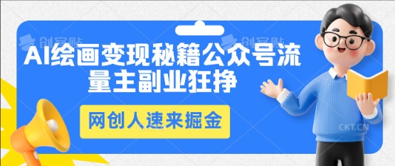 AI绘画变现秘籍：公众号流量主副业狂挣，网创人速来掘金-默默网创