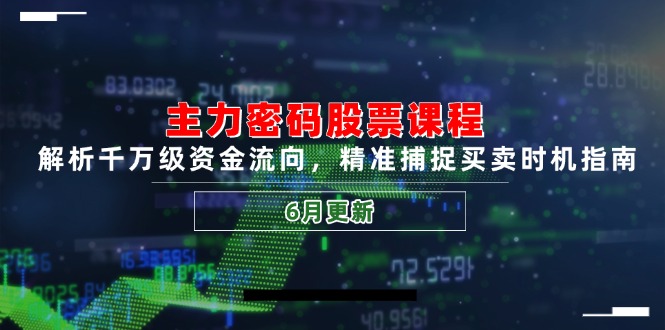 （14976期）主力密码股票课程，解析千万级资金流向，精准捕捉买卖时机指南（6月更新）-默默网创