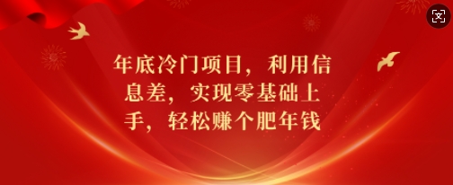年底冷门项目，利用信息差，实现零基础上手，轻松赚个肥年钱【揭秘】-默默网创