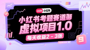 小红书考题赛道虚拟项目1.0，项目操作简单，每天收益2-3张-默默网创