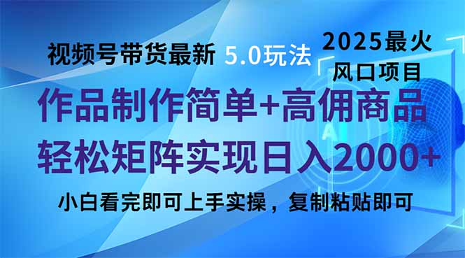 （14191期）视频号带货最新5.0玩法，作品制作简单，当天起号，复制粘贴，轻松矩阵…-默默网创