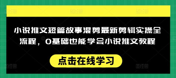 小说推文短篇故事混剪最新剪辑实操全流程，0基础也能学会小说推文教程，肯干多发日入多张-默默网创