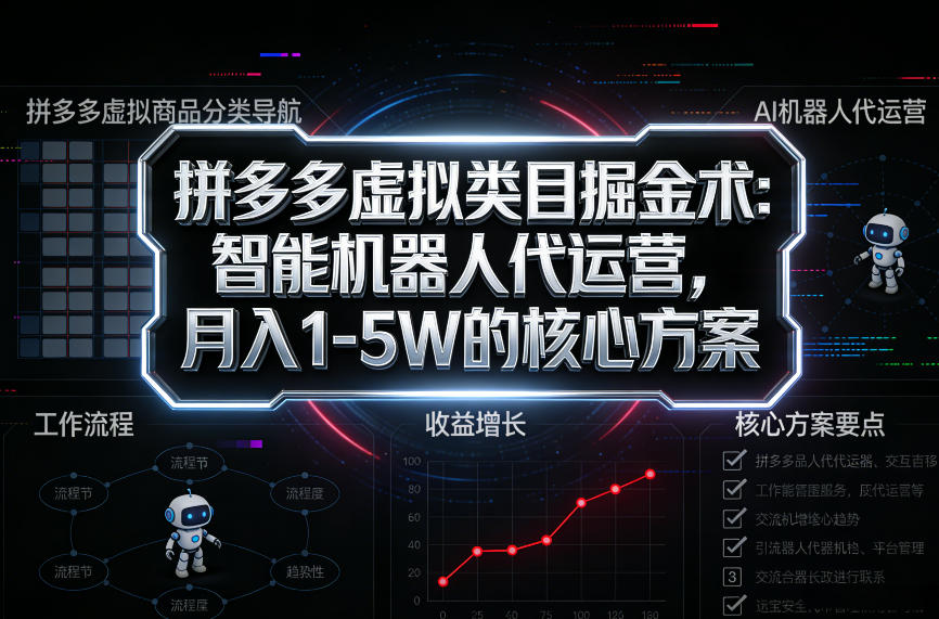 拼多多虚拟类目掘金术：智能机器人代运营，月入1-5W的核心方案【揭秘】-默默网创