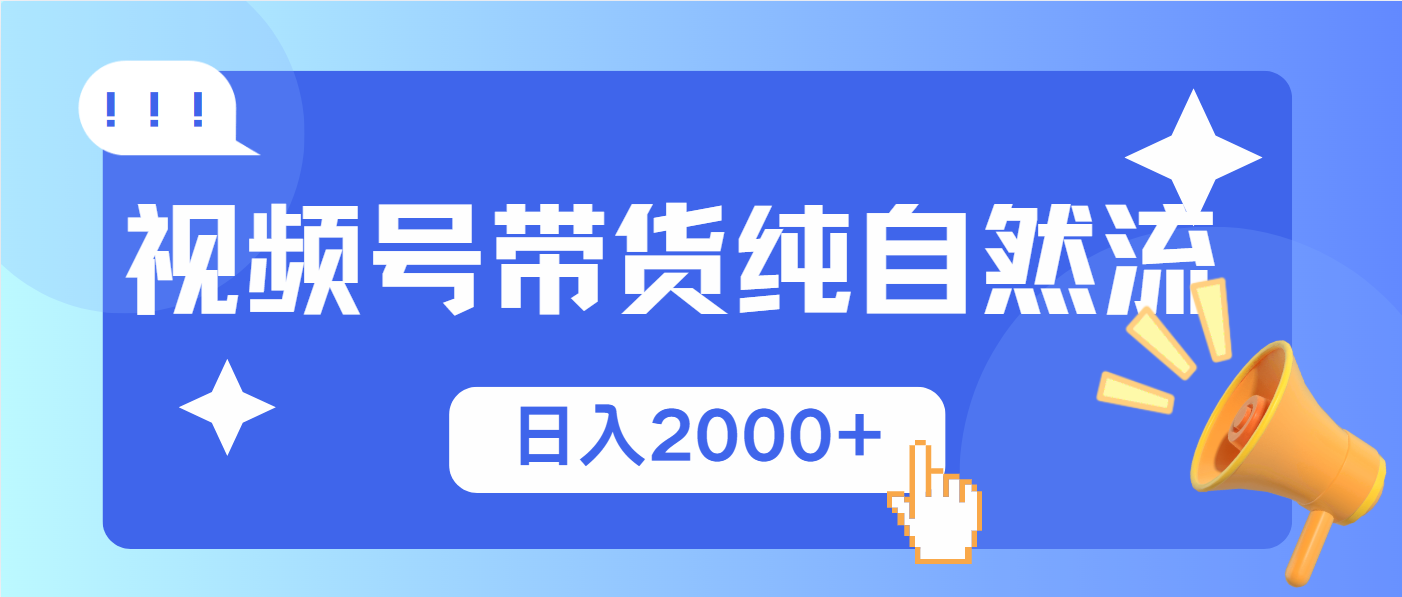 （13998期）视频号带货，纯自然流，起号简单，爆率高轻松日入2000+-默默网创