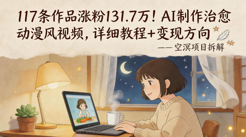 117条作品涨粉131.7W！AI制作治愈动漫风视频，详细教程+变现方向-默默网创