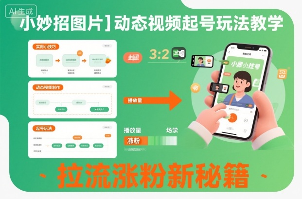 小妙招图片＋动态视频起号玩法教学，拉流涨粉新秘籍-默默网创