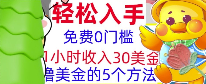 免费撸美刀的5个方法，1小时收入30美刀，0门槛，轻松入手-默默网创