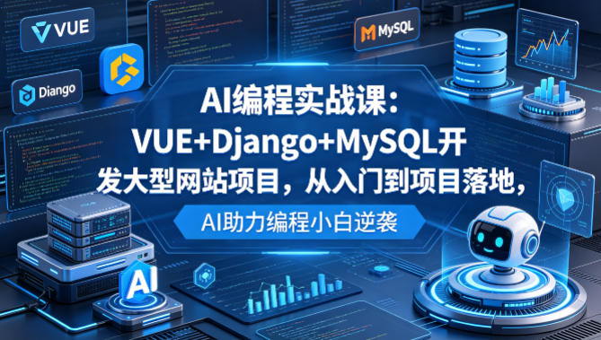 AI编程实战课：VUE+Django+MySQL开发大型网站项目，从入门到项目落地，AI助力编程小白逆袭-默默网创