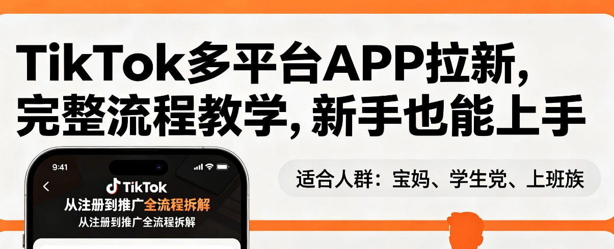 TikTok多平台APP拉新，完整流程教学，新手也能上手，轻松出海搞美金-默默网创