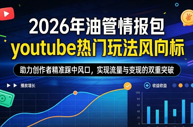 2026年油管情报包，youtube热门玩法风向标，助力创作者精准踩中风口，实现流量与变现的双重突破-默默网创