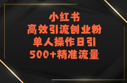小红书高效引流创业粉，单人操作日引500+精准流量-默默网创