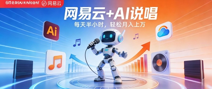 网易云+AI说唱，每天半小时，AI内容创作+流量变现，轻松月入1W-默默网创