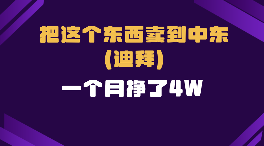 （13740期）跨境电商一个人在家把货卖到迪拜，暴力项目拆解-默默网创
