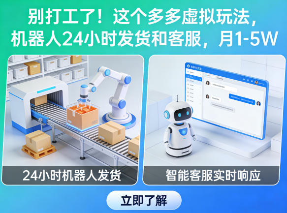别打工了！这个多多虚拟玩法，机器人24小时发货和客服，月1-5W【揭秘】-默默网创