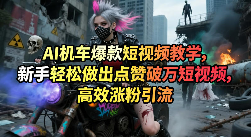 AI机车爆款短视频教学，新手轻松做出点赞破万短视频，高效涨粉引流-默默网创