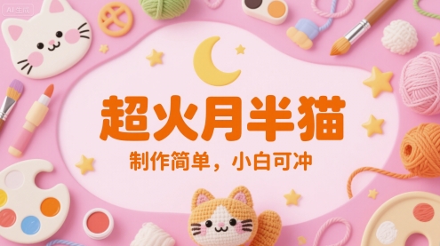 超火月半猫，制作简单，小白可冲-默默网创