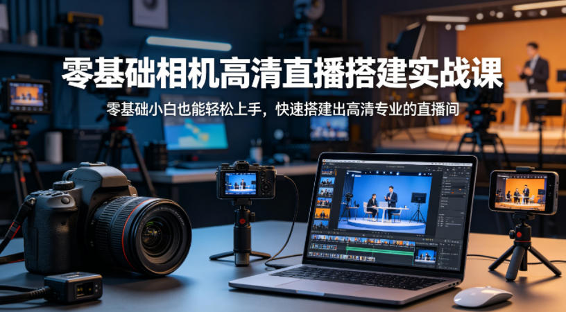 零基础相机高清直播间搭建实战课，小白也能轻松上手，快速搭建出高清专业的直播间-默默网创